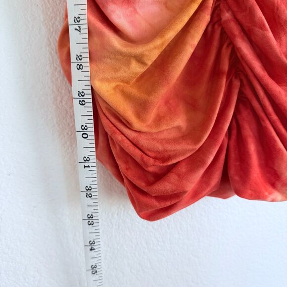 NWOT Torn by Ronny Kobo Kit Ruched Bodycon Mini Dress in Sunset Pink & Orange XS - Picture 12 of 13